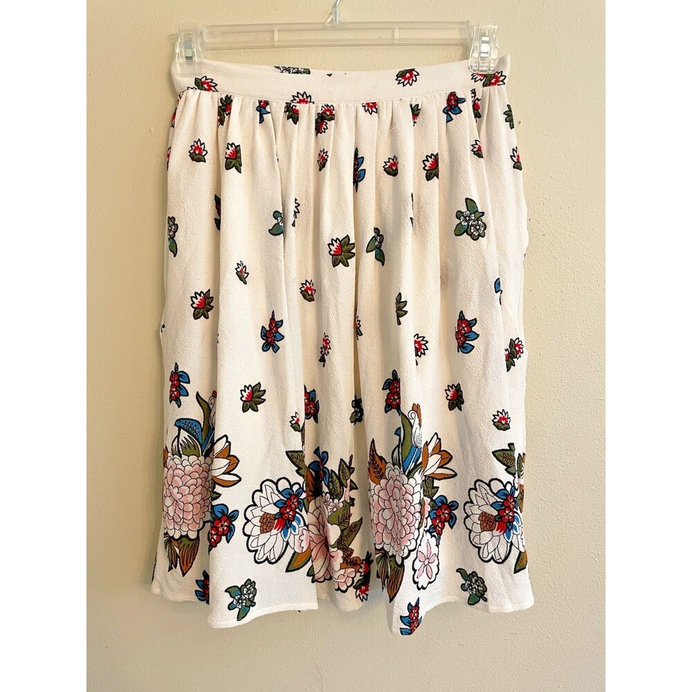 ModCloth Pleated Mini Skirt Size Medium Multicolor Floral Lined Boho Skirt